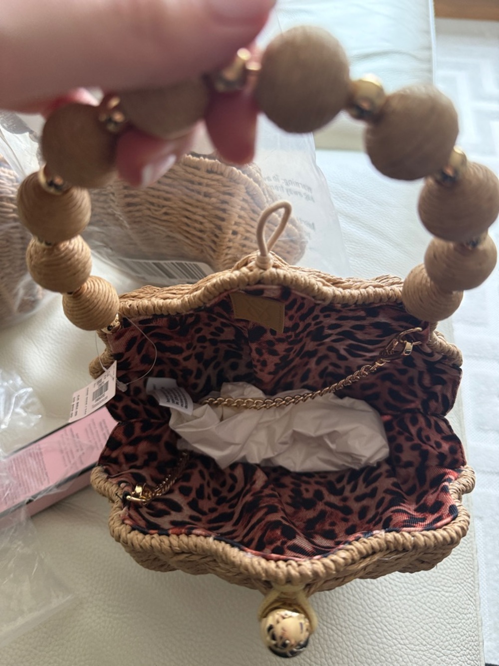 ☀️🐚VICTORIA’S SECRET WOVEN SHAPED RAFFIA SHELL BAG 🐚 crossbody bag removal chain - Picture 13 of 14